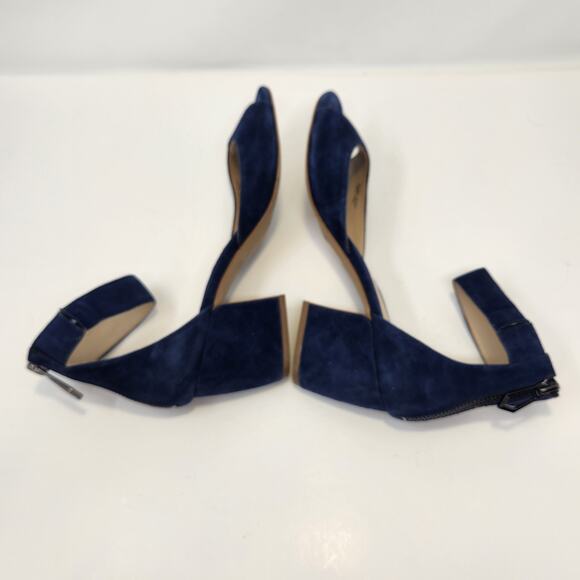 Botkier New York Pilar Blue Suede Pumps Heels Size 8.5 M Ankle Strap Peep Toe - Picture 6 of 7